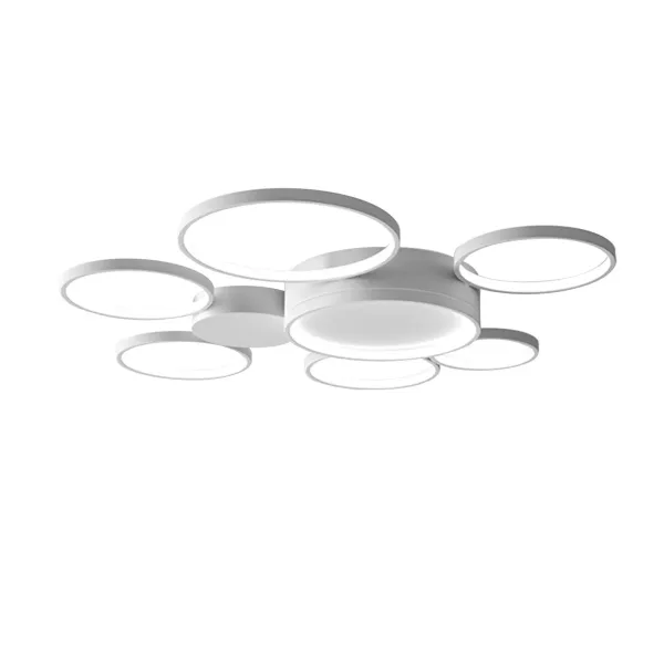 Lámpara de techo blanca con 7 anillas, moderno, regulable por mando a distancia, 3500K a 6000K, iluminación interior, para salón, comedor, dormitorio