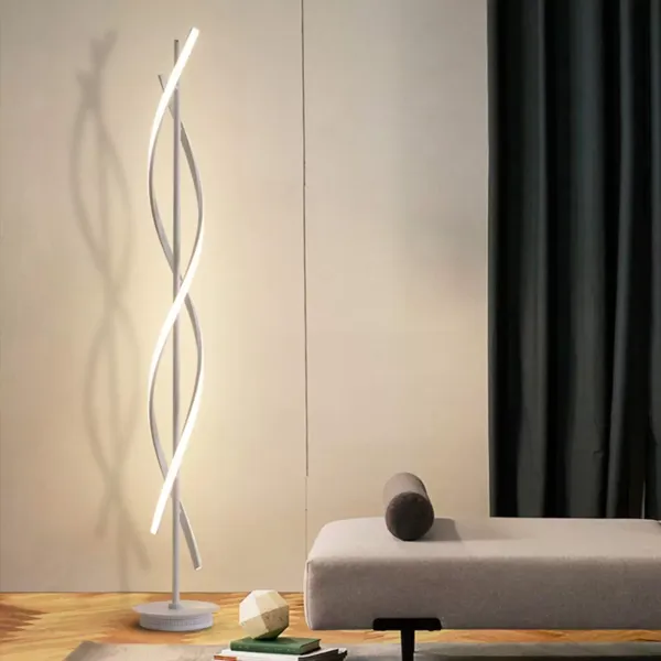 Lámpara de pie LED en espiral, color blanco, regulable, 30 W, 220 V, interruptor de botón, moderno y sencillo, iluminación decorativa para salón