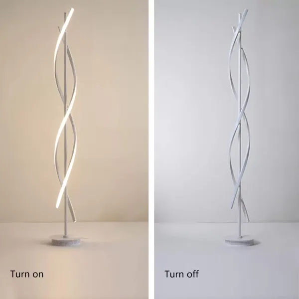 Lámpara de pie LED en espiral, color blanco, regulable, 30 W, 220 V, interruptor de botón, moderno y sencillo, iluminación decorativa para salón