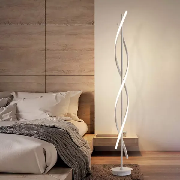 Lámpara de pie LED en espiral, color blanco, regulable, 30 W, 220 V, interruptor de botón, moderno y sencillo, iluminación decorativa para salón Lámpara de pie LED en espiral, color blanco, regulable, 30 W, 220 V, interruptor de botón, moderno y sencillo, iluminación decorativa para salón