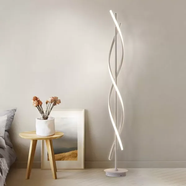 Lámpara de pie LED en espiral, color blanco, regulable, 30 W, 220 V, interruptor de botón, moderno y sencillo, iluminación decorativa para salón
