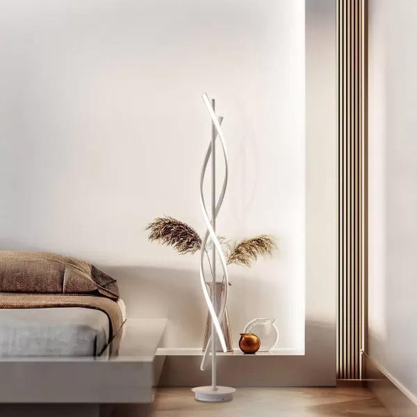 Lámpara de pie LED en espiral, color blanco, regulable, 30 W, 220 V, interruptor de botón, moderno y sencillo, iluminación decorativa para salón Lámpara de pie LED en espiral, color blanco, regulable, 30 W, 220 V, interruptor de botón, moderno y sencillo, iluminación decorativa para salón