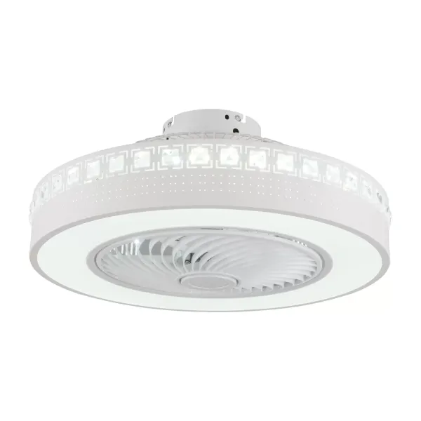 23 pulgadas Moderno ventilador de techo redondo con iluminación de 3 aspas ajustable, adecuado para salón y comedor(F004), color blanco