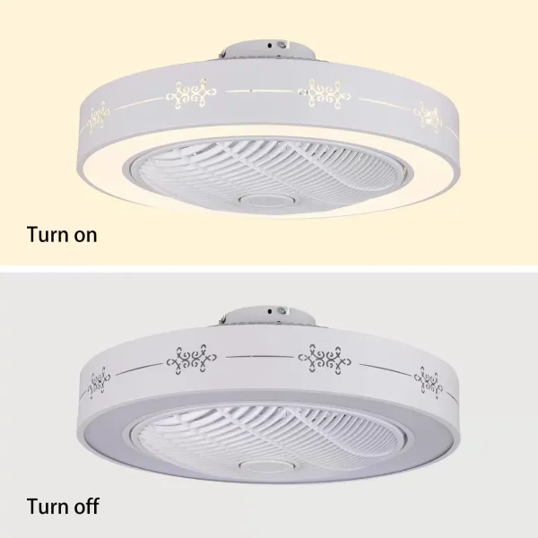 Moderno ventilador de techo con iluminación – 23 pulgadas LED Fan lámpara de techo con mando a distancia regulable redonda Moderno ventilador de techo con iluminación – 23 pulgadas LED Fan lámpara de techo con mando a distancia regulable redonda