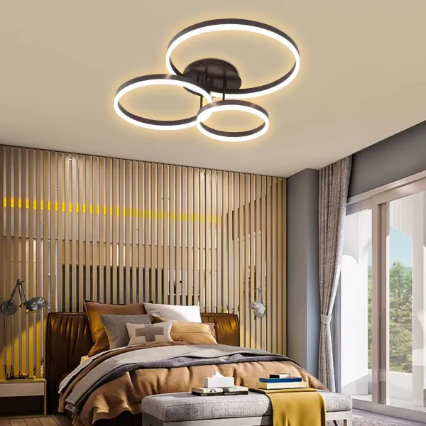Lámpara LED de techo de 112 W, para salón, regulable, LED, geométrica, redonda, de metal, para techo, con mando a distancia, 3000 K - 6500 K