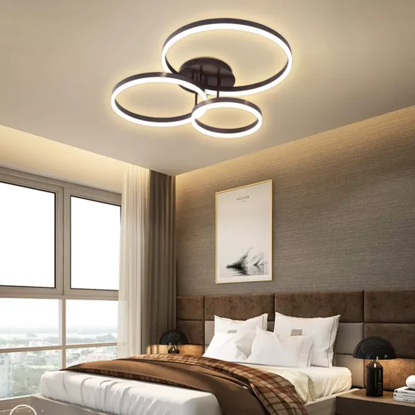 Lámpara LED de techo de 112 W, para salón, regulable, LED, geométrica, redonda, de metal, para techo, con mando a distancia, 3000 K - 6500 K