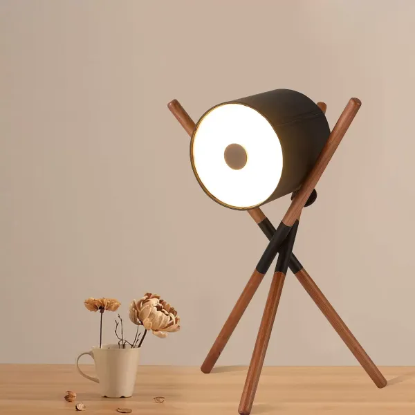 Lámpara de mesa, de metal, retro, con forma de tambor, lámpara de noche, 40 W, E27, vintage, lámpara para sala de estar, oficina (sin bombilla)