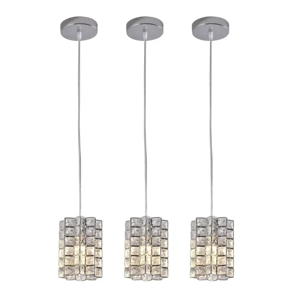3 lámparas de techo de cristal 8850, diámetro de 13 x altura de 17 cm, longitud de cable de 1,5 metros, sin fuente de luz, E27 x 3
