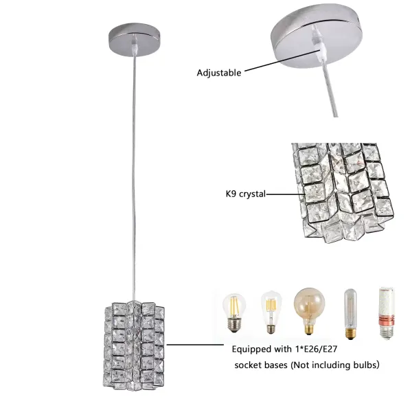 3 lámparas de techo de cristal 8850, diámetro de 13 x altura de 17 cm, longitud de cable de 1,5 metros, sin fuente de luz, E27 x 3