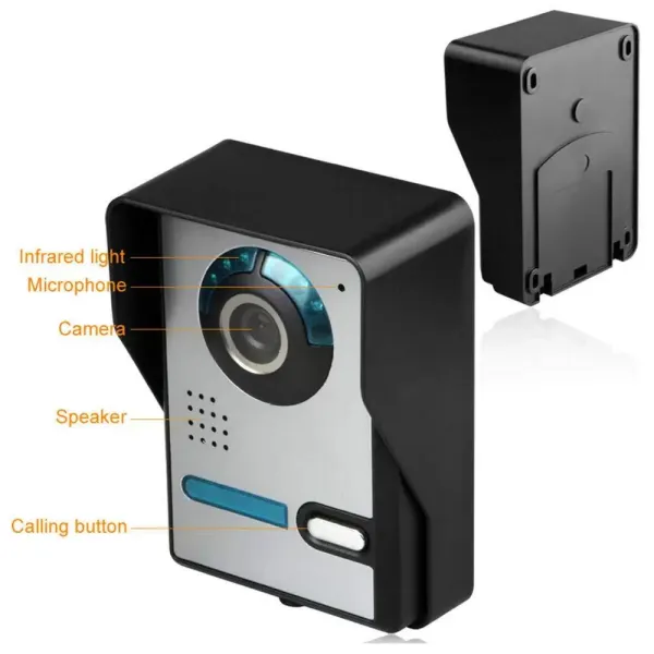 Interfono de puerta de 7 pulgadas con infrarrojos y visión nocturna, con 2 monitores, timbre de audio, interfono visual, IP65 Interfono de puerta de 7 pulgadas con infrarrojos y visión nocturna, con 2 monitores, timbre de audio, interfono visual, IP65