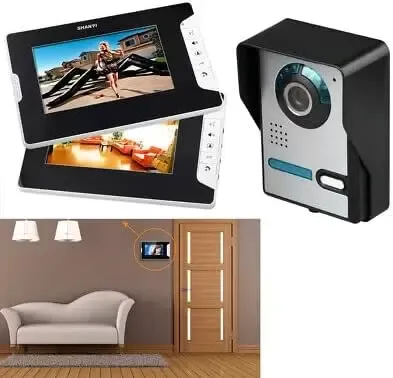 Interfono de puerta de 7 pulgadas con infrarrojos y visión nocturna, con 2 monitores, timbre de audio, interfono visual, IP65