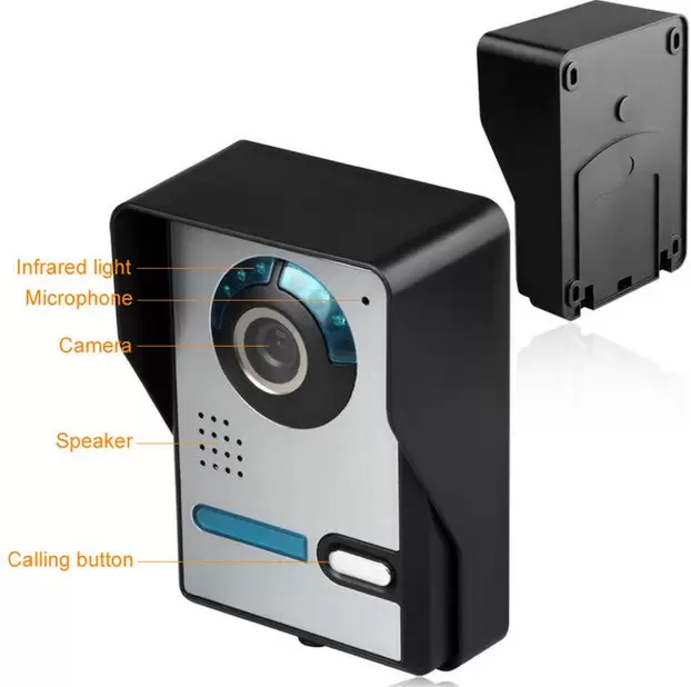 Interfono de puerta de 7 pulgadas con infrarrojos y visión nocturna, con 2 monitores, timbre de audio, interfono visual, IP65