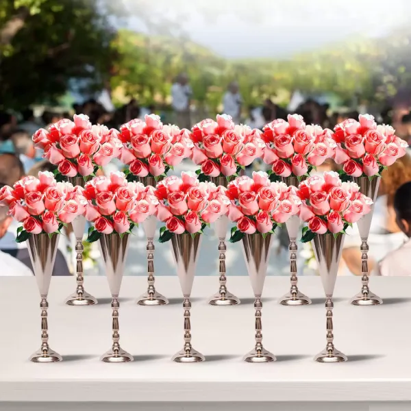 10 soportes de metal para flores de 42 cm de altura, jarrón de oro, decoración de mesa, florero para bodas, fiestas de cumpleaños