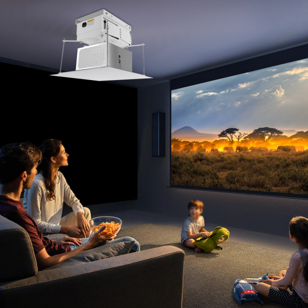 Soporte de techo eléctrico para proyector de 100 cm de elevación con mando a distancia y carga máxima de 10 kg