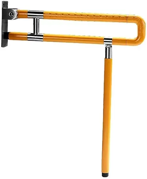 Tirador plegable de pared, para ducha, inodoro, agarre de soporte, de seguridad, antideslizante, para montaje en pared (75 cm, amarillo)