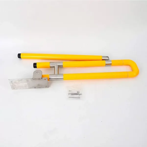 Tirador plegable de pared, para ducha, inodoro, agarre de soporte, de seguridad, antideslizante, para montaje en pared (75 cm, amarillo)