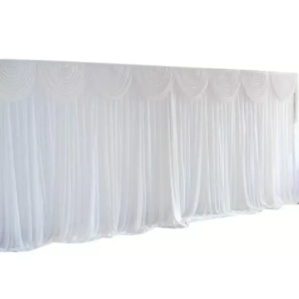 Cortina de gasa de 3*3 metros con diadema, seda blanca pura, suave, usos múltiples, fácil de instalar