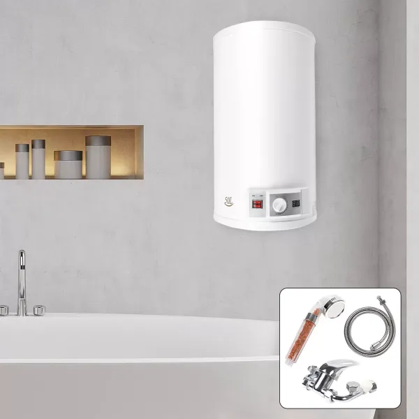 Calentador eléctrico de agua caliente de 35 L, 2 kW, con manguera y juego de ducha, temperatura ajustable 30-75 ℃, calentamiento instantáneo Calentador eléctrico de agua caliente de 35 L, 2 kW, con manguera y juego de ducha, temperatura ajustable 30-75 ℃, calentamiento instantáneo