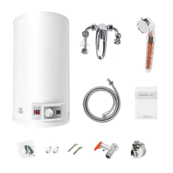 Calentador eléctrico de agua caliente de 35 L, 2 kW, con manguera y juego de ducha, temperatura ajustable 30-75 ℃, calentamiento instantáneo