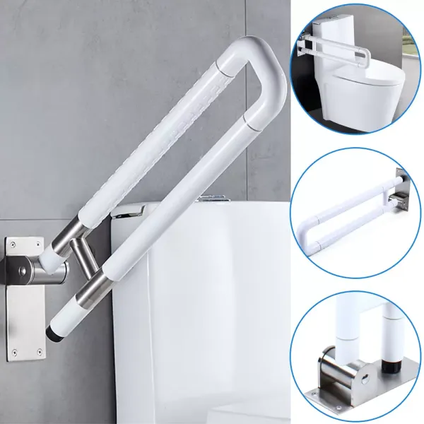 Asa de soporte para inodoro de 60 cm, asa plegable, ayuda para levantarse, asa de soporte para pasamanos de inodoro (blanco)