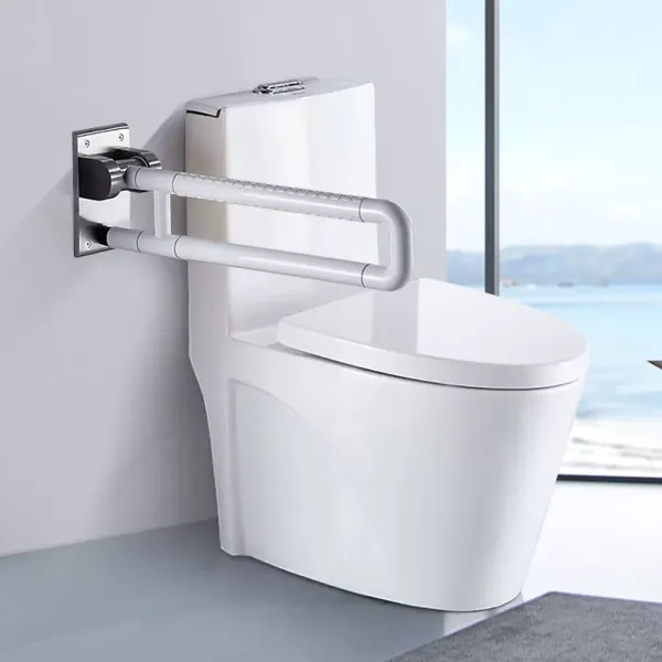 Asa de soporte para inodoro de 60 cm, asa plegable, ayuda para levantarse, asa de soporte para pasamanos de inodoro (blanco)