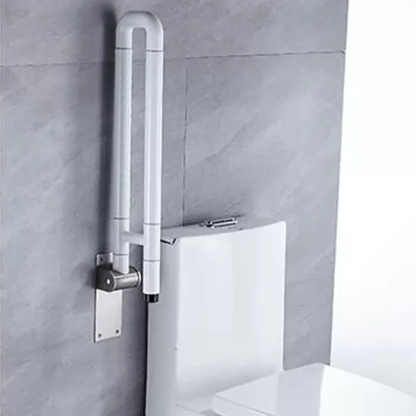 Asa de soporte para inodoro de 60 cm, asa plegable, ayuda para levantarse, asa de soporte para pasamanos de inodoro (blanco)