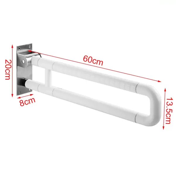 Asa de soporte para inodoro de 60 cm, asa plegable, ayuda para levantarse, asa de soporte para pasamanos de inodoro (blanco)