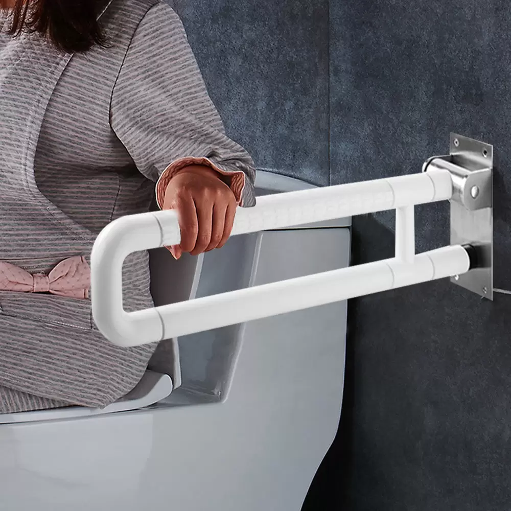 Asa de soporte para inodoro de 60 cm, asa plegable, ayuda para levantarse, asa de soporte para pasamanos de inodoro (blanco)