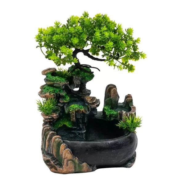 Fuente de escritorio con cascada, decoración de habitaciones, fuente de mesa con iluminación, cascada, humidificador, para oficina y salón