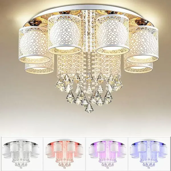 8 Flama Cristal Candelero Moderna Lustre Lámpara de techo transparente con control remoto