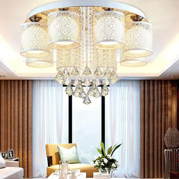 8 Flama Cristal Candelero Moderna Lustre Lámpara de techo transparente con control remoto