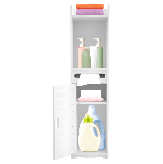 Armario de baño (independiente, con estante), Mueble Auxiliar de Almacenamiento, color blanco, 80 x 20 x 20 cm
