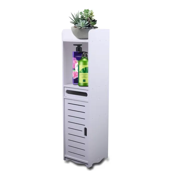 Armario de baño (independiente, con estante), Mueble Auxiliar de Almacenamiento, color blanco, 80 x 20 x 20 cm