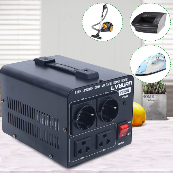 CNCEST Convertidor de voltaje Adaptador de Enchufe 2KW 220V a 110V de aumento y reducción Transformador de Potencia