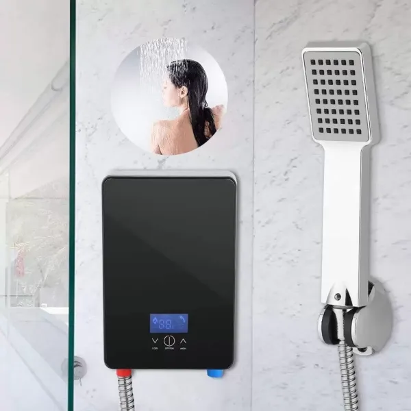 Calentador de agua eléctrico instantáneo para baño, 220 V, máx55 ℃, 6500 W, sin depósito, pantalla digital