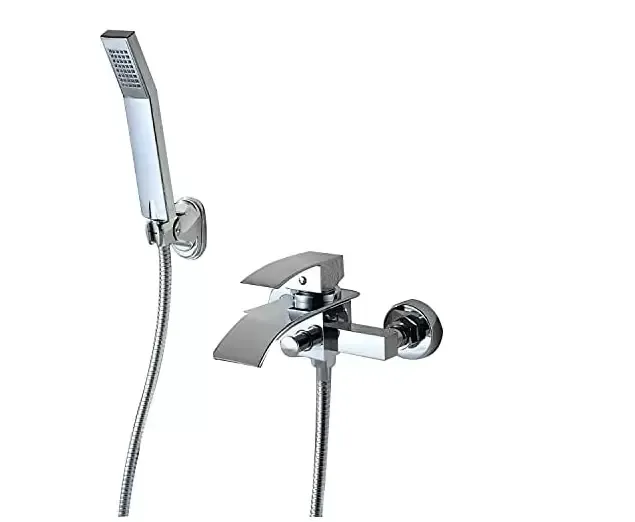 Juego de ducha genérico, grifo cromado, grifo de bañera, grifo de cascada, grifo de pared y alcachofa de mano, 2 agujeros