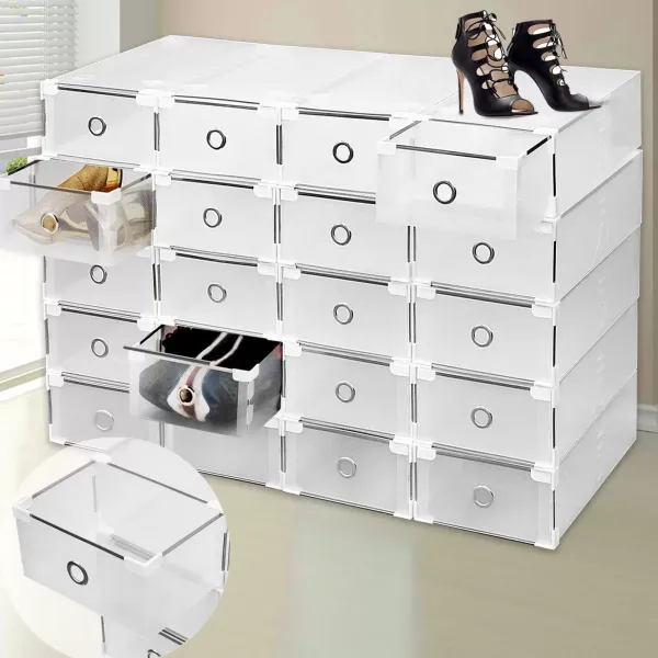 Juego de 20 cajas para zapatos – Organizador de zapatos apilable e impermeable