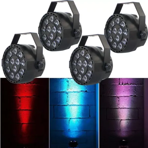 Juego de 4 luces de escenario LED RGB luz de escenario profesional para Bares Fiesta Discoteca Espectáculo Disco DJ partido
