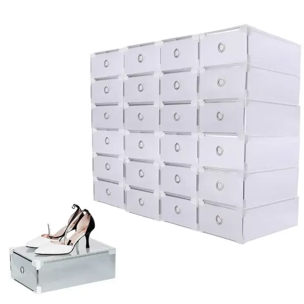 24 Caja para Zapatos con Cajones Transparentes Hecho de PP Caja de Almacenamiento de Zapatos para Artículos Pequeños y Libros Ahorro de Espacio