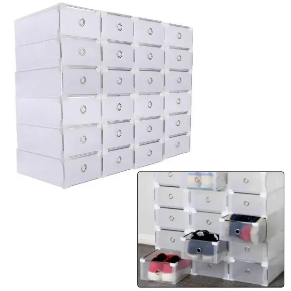 24 Caja para Zapatos con Cajones Transparentes Hecho de PP Caja de Almacenamiento de Zapatos para Artículos Pequeños y Libros Ahorro de Espacio