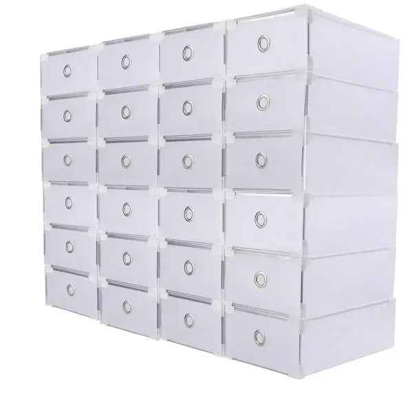 24 Caja para Zapatos con Cajones Transparentes Hecho de PP Caja de Almacenamiento de Zapatos para Artículos Pequeños y Libros Ahorro de Espacio