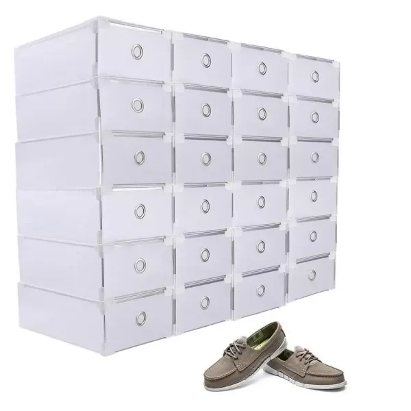 24 Caja para Zapatos con Cajones Transparentes Hecho de PP Caja de Almacenamiento de Zapatos para Artículos Pequeños y Libros Ahorro de Espacio