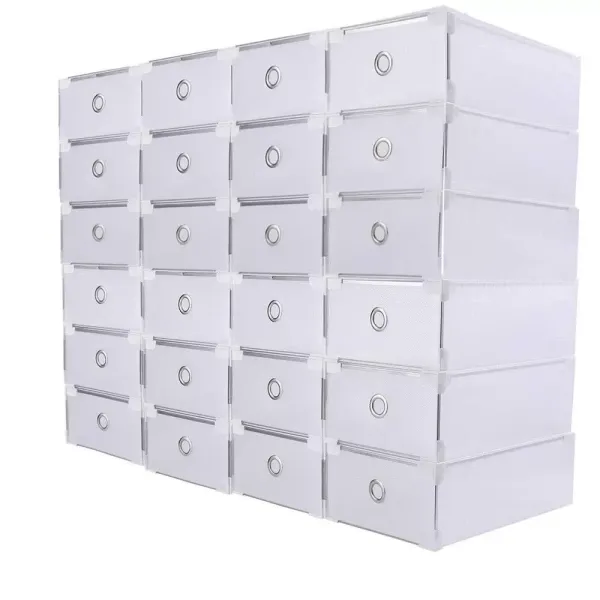 24 Caja para Zapatos con Cajones Transparentes Hecho de PP Caja de Almacenamiento de Zapatos para Artículos Pequeños y Libros Ahorro de Espacio