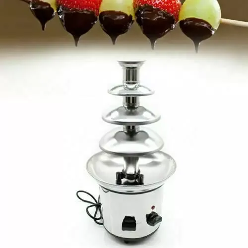 Fuente de chocolate 170 W，4 niveles, capacidad máxima 1 kg, acero inoxidable, fondue de chocolate, con función de fusión y fluido para fiestas, bodas