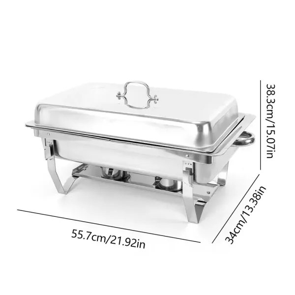 Chafing Dish - Calentador de alimentos (acero inoxidable, 7,5 L, doble rejilla, rectangular) con asa y tapa, para catering, bufé