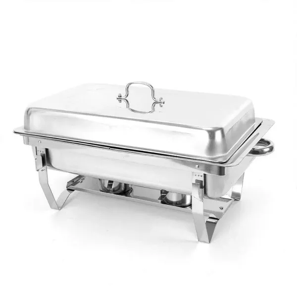 Chafing Dish - Calentador de alimentos (acero inoxidable, 7,5 L, doble rejilla, rectangular) con asa y tapa, para catering, bufé Chafing Dish - Calentador de alimentos (acero inoxidable, 7,5 L, doble rejilla, rectangular) con asa y tapa, para catering, bufé