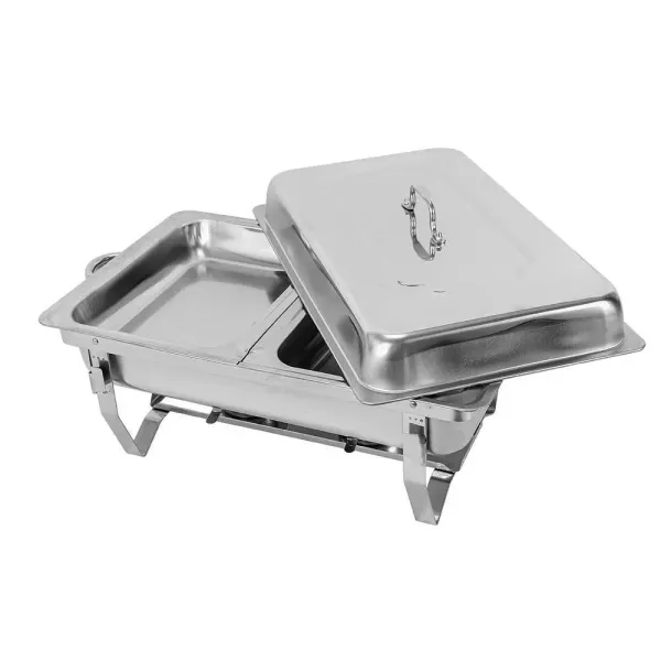 Chafing Dish - Calentador de alimentos (acero inoxidable, 7,5 L, doble rejilla, rectangular) con asa y tapa, para catering, bufé Chafing Dish - Calentador de alimentos (acero inoxidable, 7,5 L, doble rejilla, rectangular) con asa y tapa, para catering, bufé