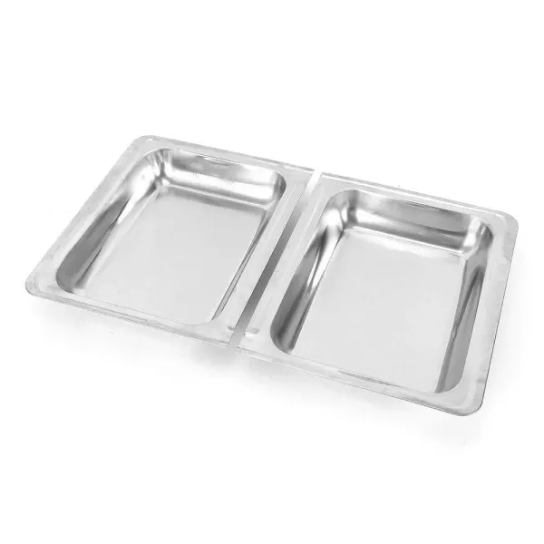 Chafing Dish - Calentador de alimentos (acero inoxidable, 7,5 L, doble rejilla, rectangular) con asa y tapa, para catering, bufé