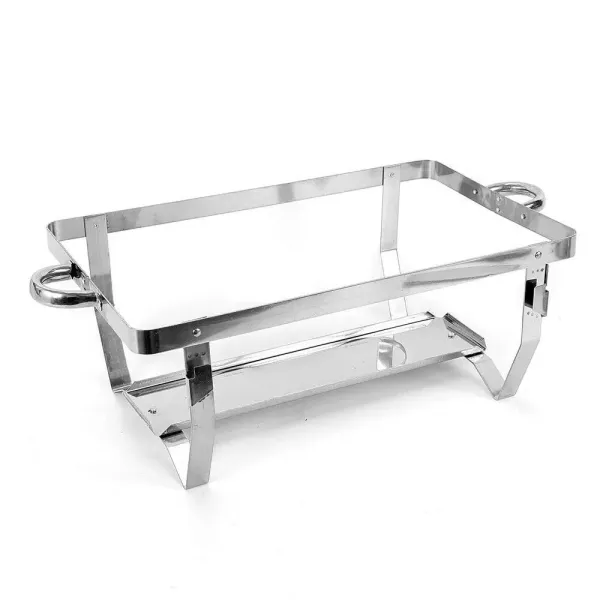 Chafing Dish - Calentador de alimentos (acero inoxidable, 7,5 L, doble rejilla, rectangular) con asa y tapa, para catering, bufé