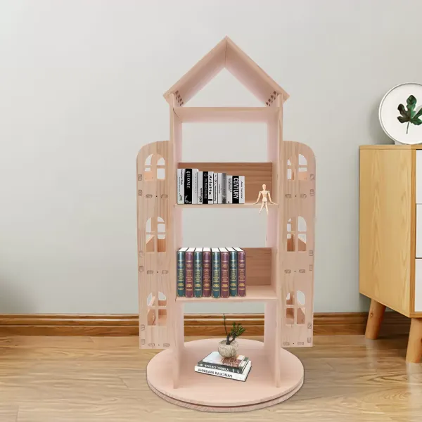Estantería de madera, 4 estantes, estantería de archivos, giratoria de 360 grados, multifuncional, 116 x 59 x 59 cm, para oficina y hogar